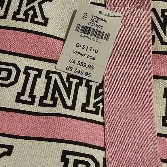 PINK Victoria's Secret Striped Pink Tote - Picture 2 of 4
